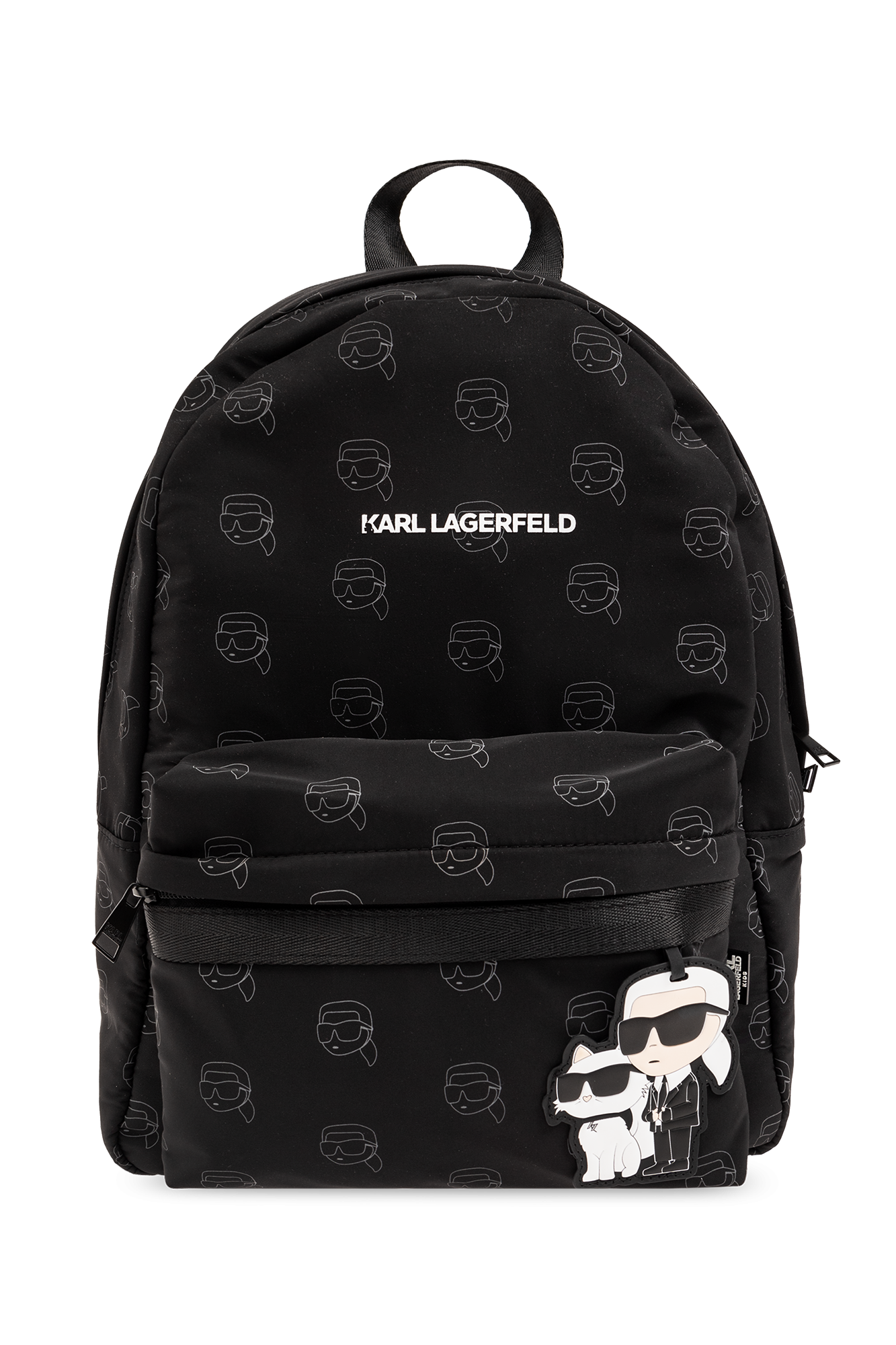 Black Backpack foldover top with logo Karl Lagerfeld Kids Rexy